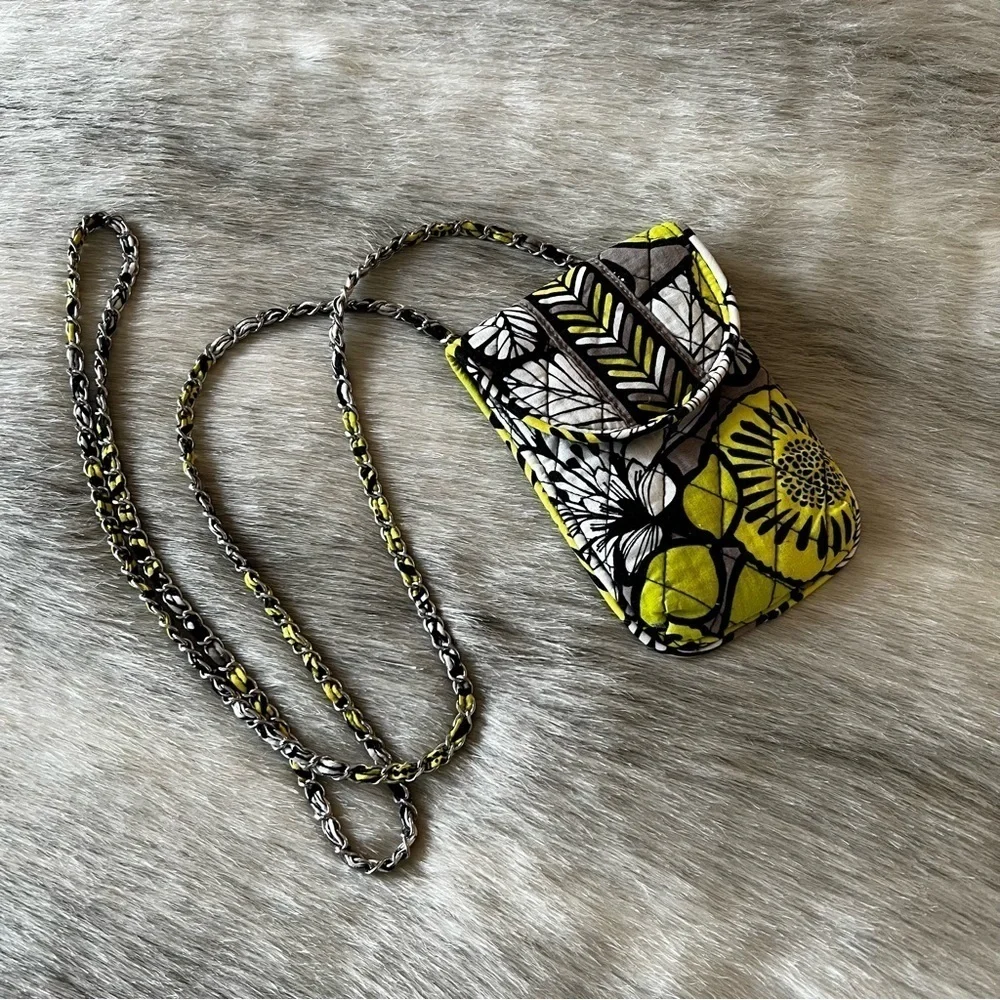 VERA BRADLEY Citron 2014 Mini Cellphone Crossbody Chainlink Yellow Black Floral